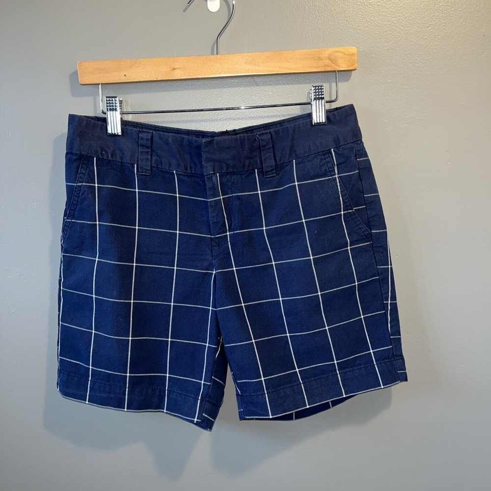 Tommy‎ Hilfiger Chino Shorts Womens 2 Blue Check 6.5" Inseam Pockets Cotton